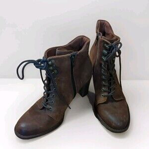 Born Gosford Boots Womens 8.5 M Brown Suede Lace Up Tie Heel F55326
